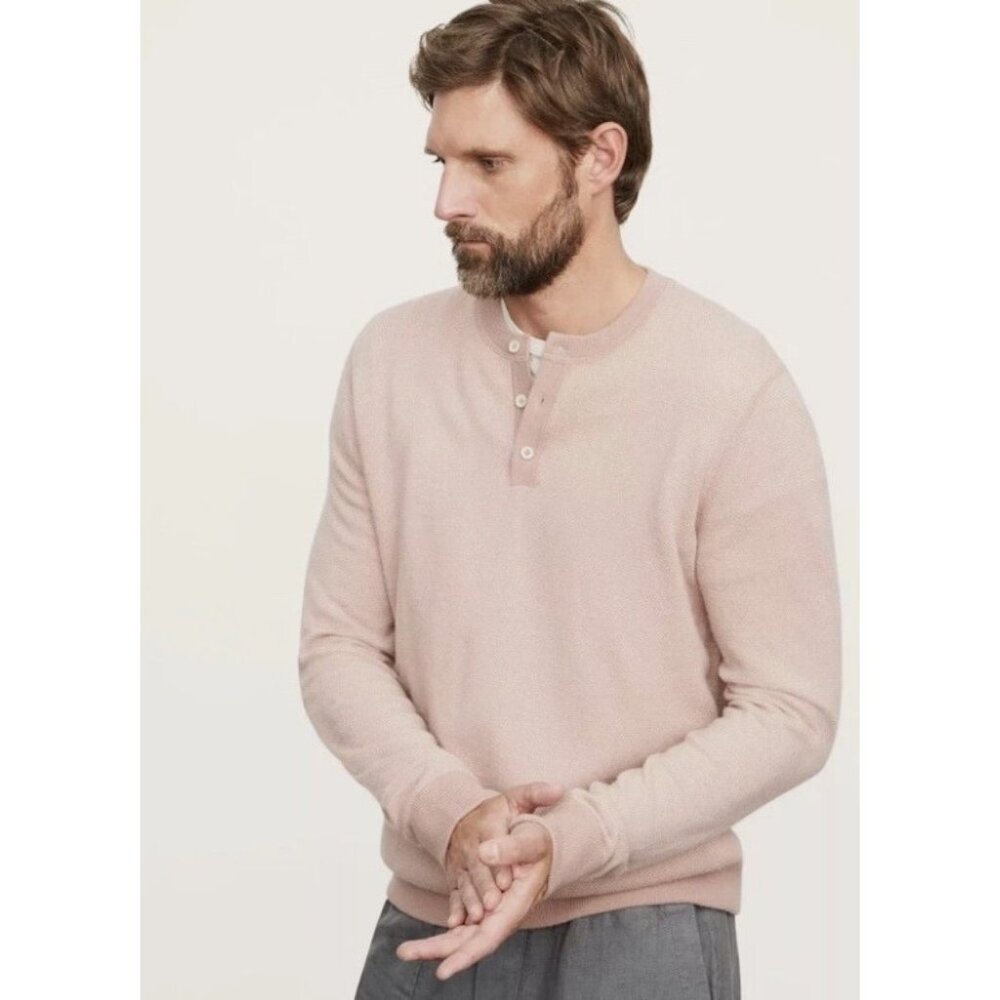 Vince Henley Birdseye wool cashmere blend sweater size 2XL color Pink NWT $295